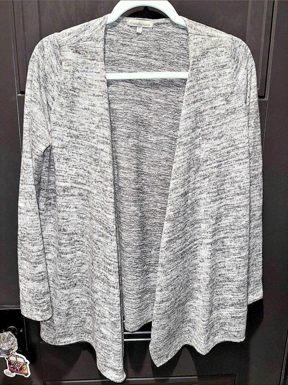 Charlotte Russe Marled Open Front Cardigan Gray & White Medium Like New